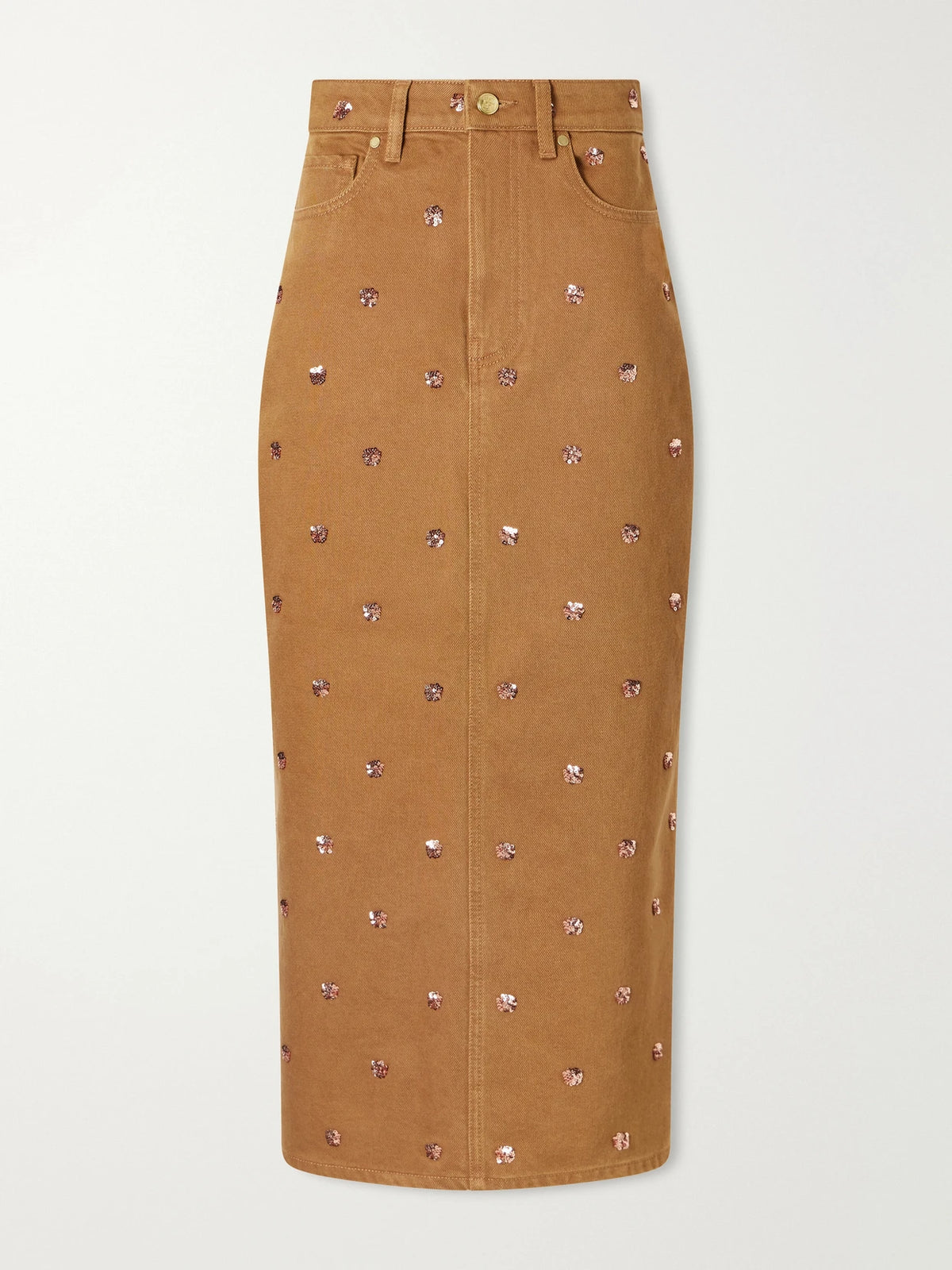 Ulla Johnson The Verona Sequin-embellished Denim Midi Skirt