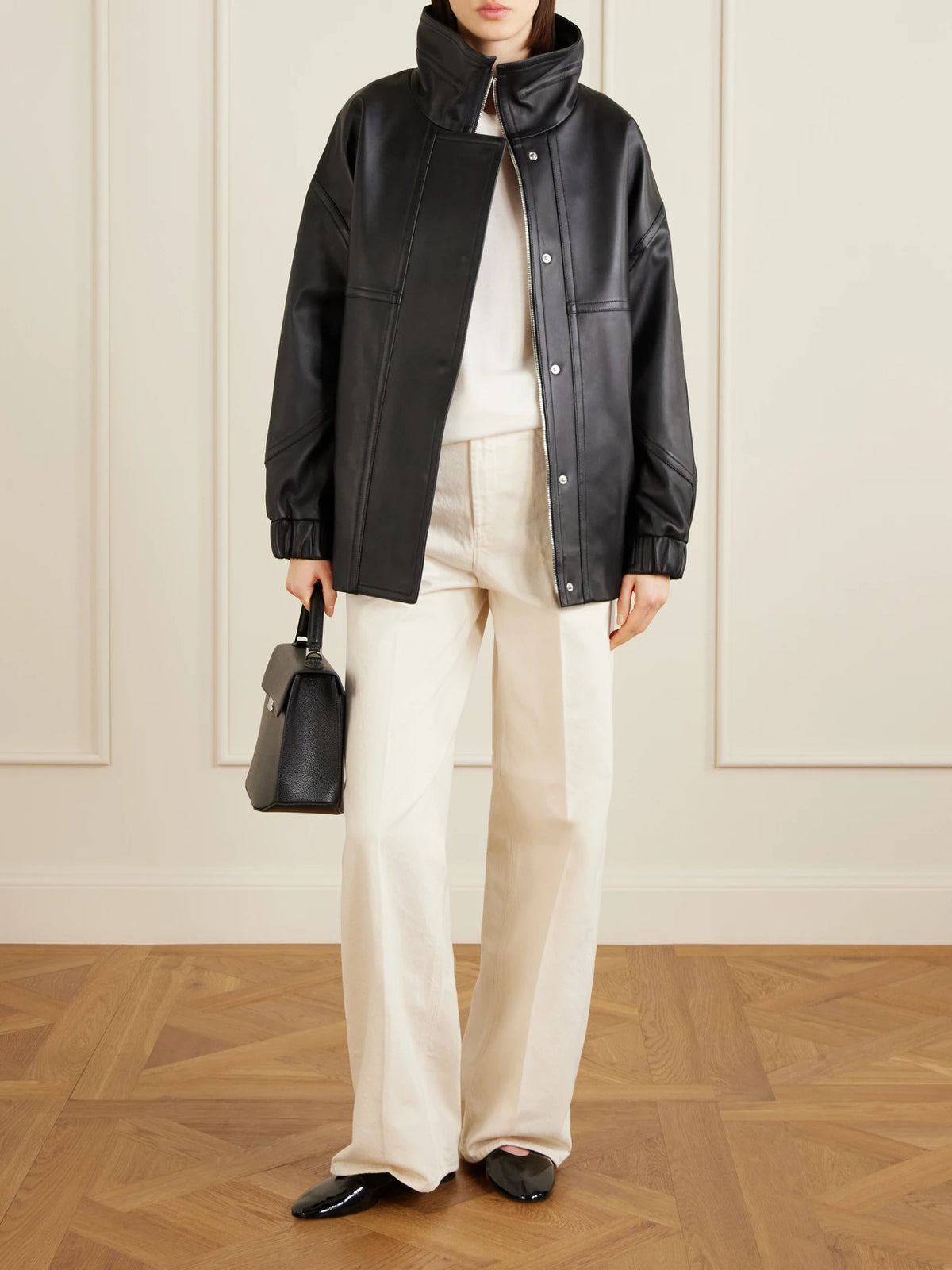 Clip Textured-leather Shoulder Bag