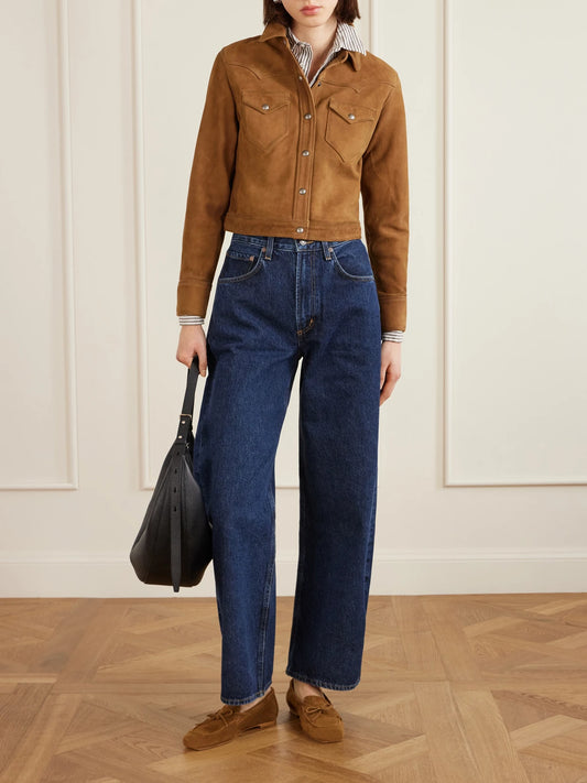 Image of Coats & Jackets. Product name - Suede Jacket in Brown colour by brand - RRL