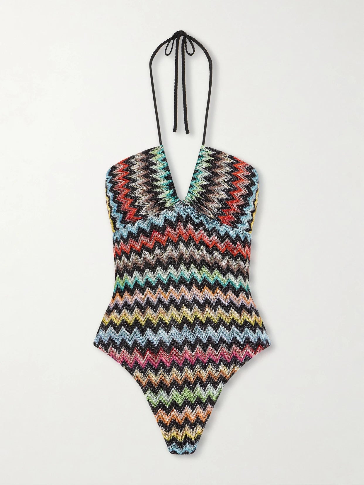 Image of Swimwear. Product name - Striped Metallic Crochet-knit Swimsuit in Multi colour by brand - Missoni