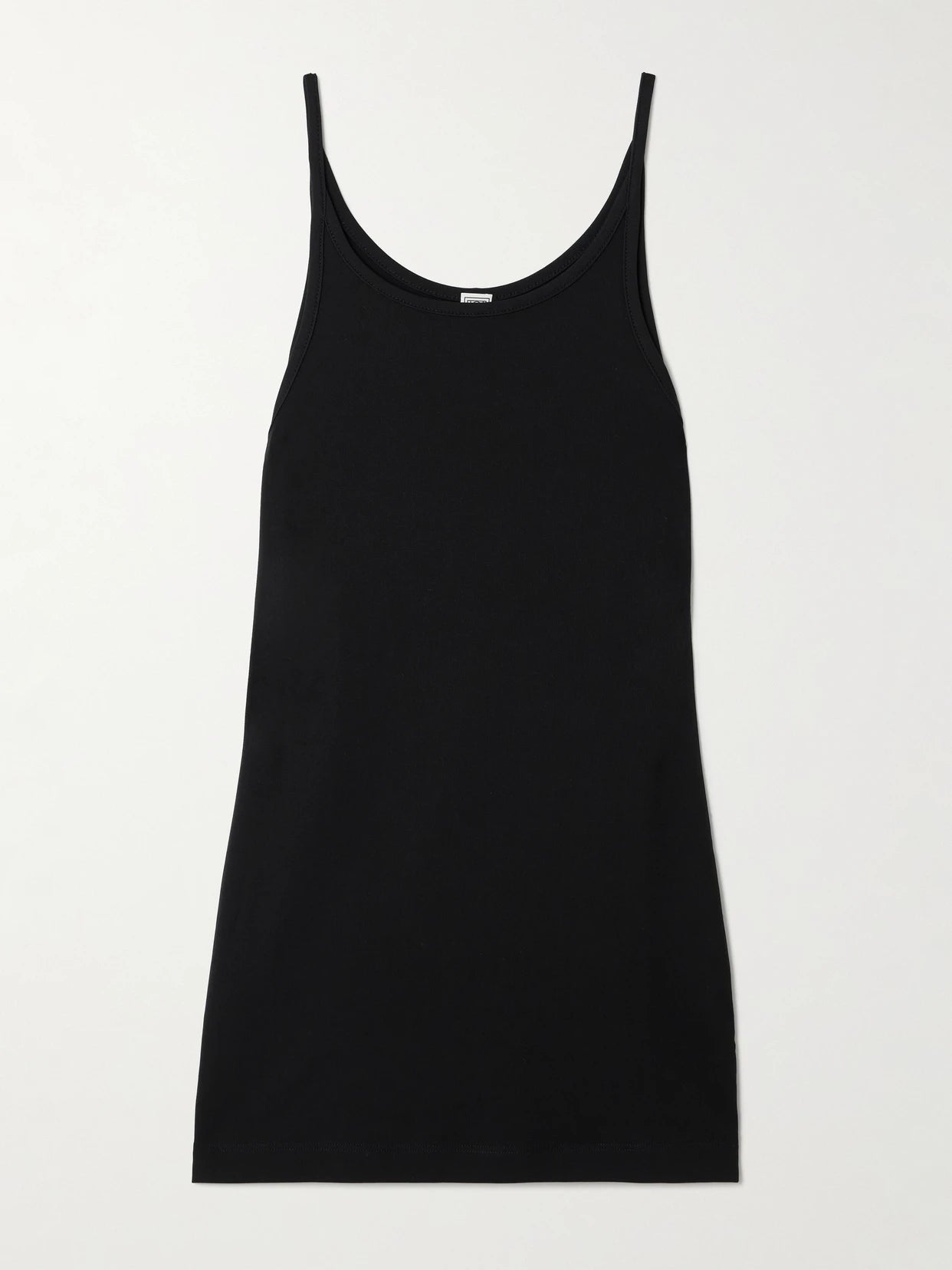 Image of a model wearing Tops. Product name - Jersey Tank in Black colour by brand - TOTEME