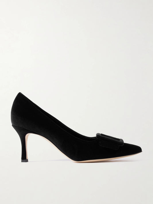 Maysale 70 Buckled Velvet Pumps