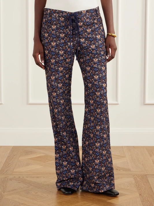 ALIX OF BOHEMIA Cooper Indigo Kilim Floral-print Cotton-corduroy Flared Pants