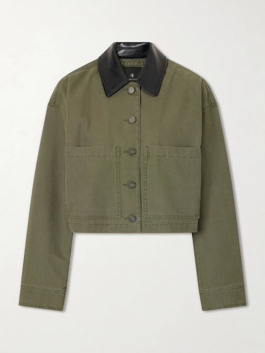 Image of Coats & Jackets. Product name - Yuma Cotton Jacket in Army green colour by brand - Anine Bing
