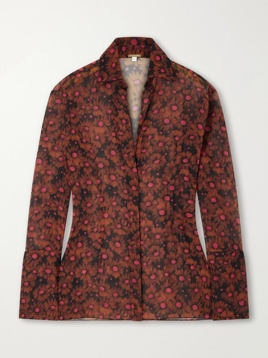 Cala de la Cruz Floral-print Chiffon Shirt