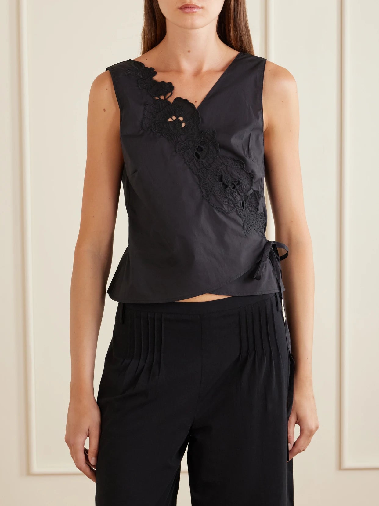 Klara Broderie Anglaise Cotton Wrap Top