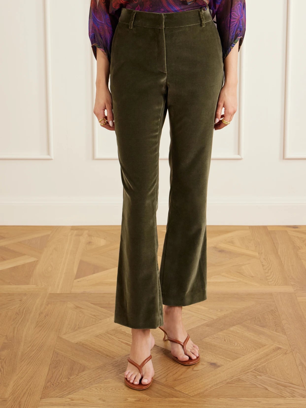 Velvet Straight-leg Pants