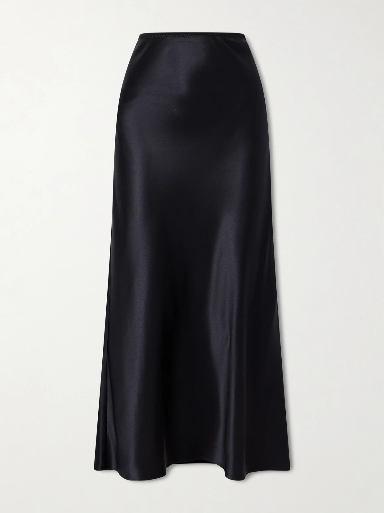 Image of a model wearing Skirts. Product name - Isaak Silk-satin Maxi Skirt in Black colour by brand - Joseph