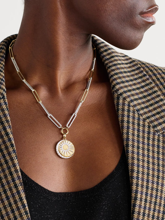 Image of Necklaces. Product name - Balance 18-karat Yellow And White Gold Diamond Necklace in Multi colour by brand - FoundRae