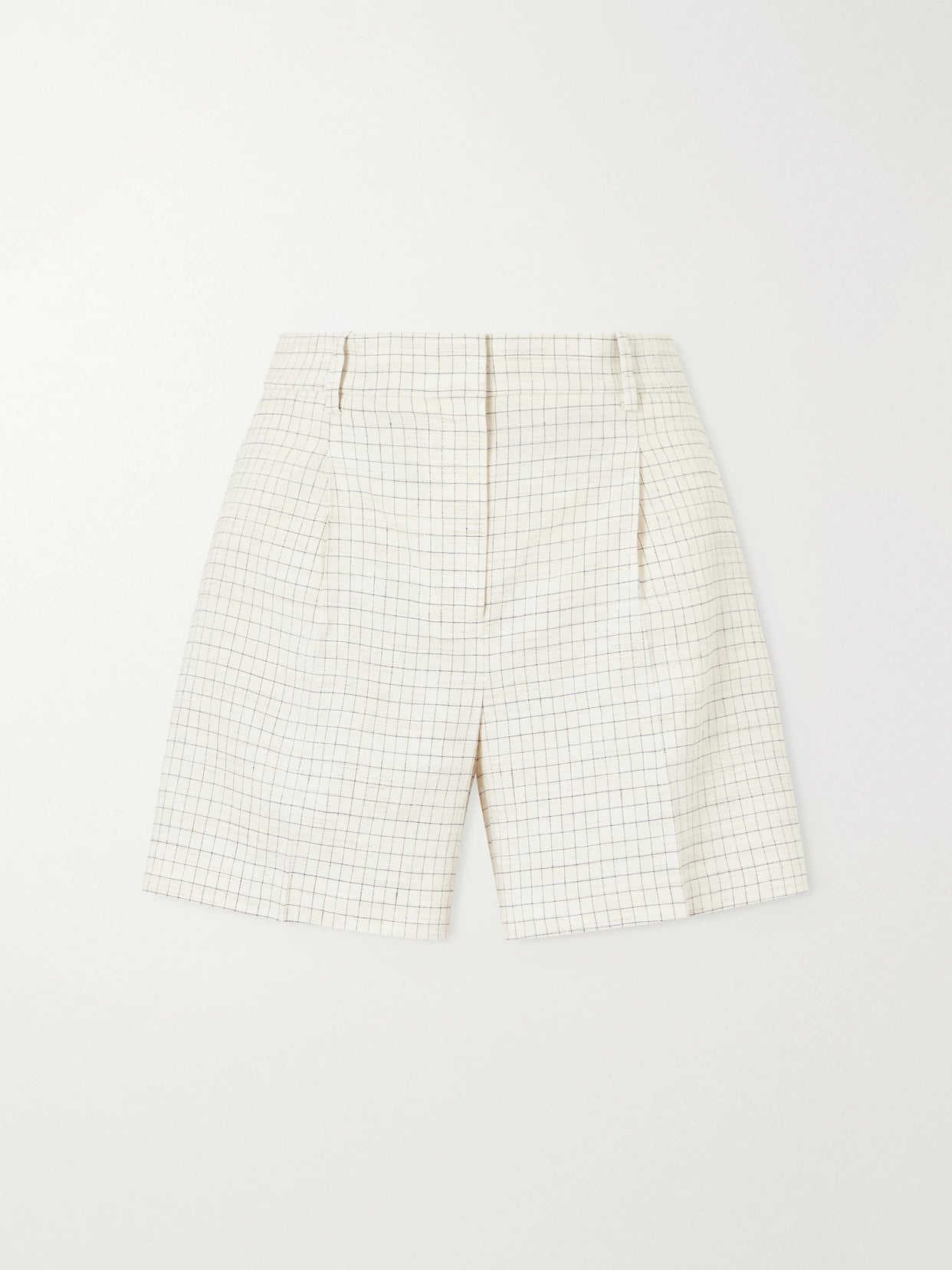 Fluid Checked Linen-blend Shorts