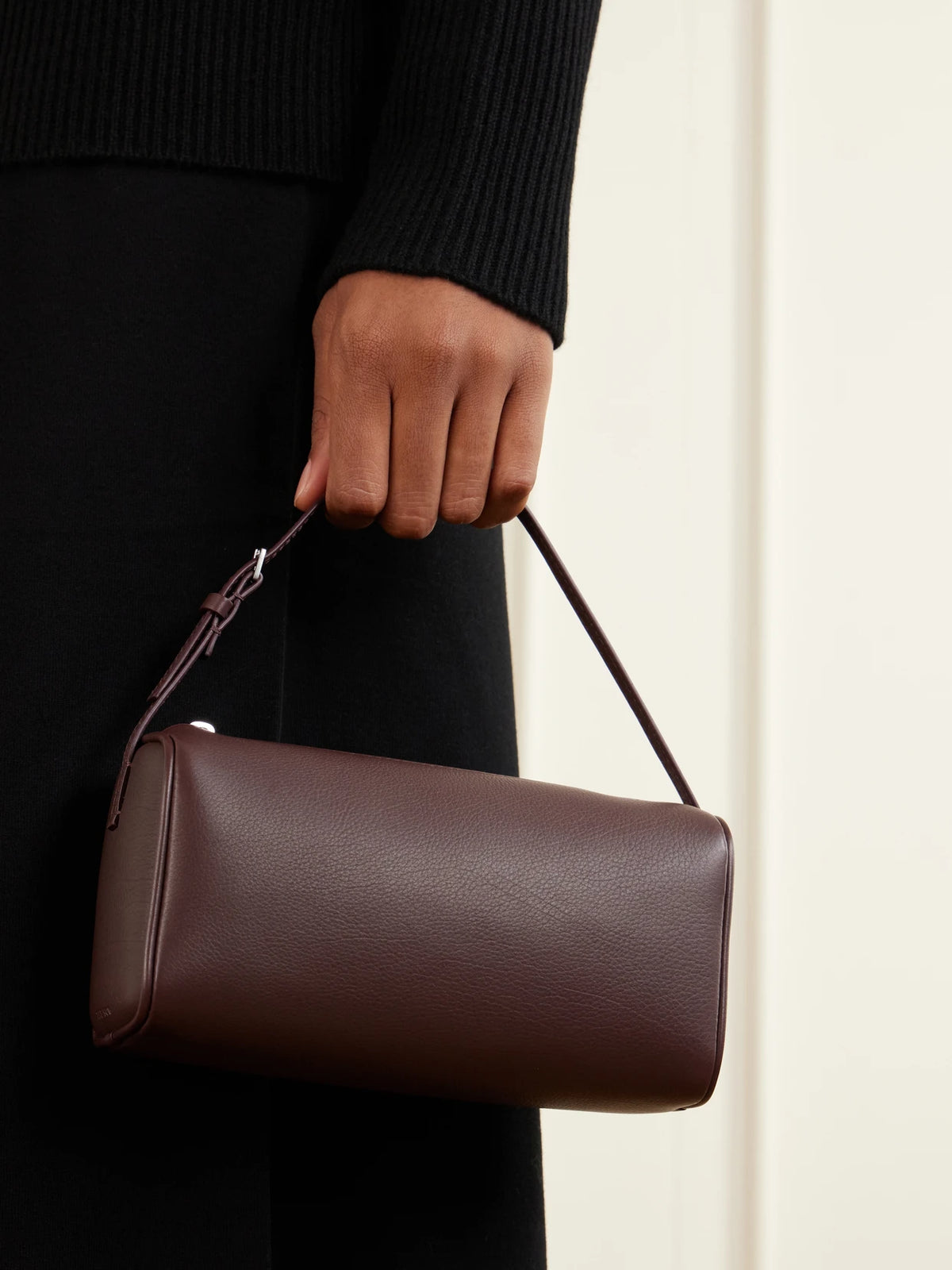 Image of Bags. Product name - 90's Small Leather Tote in Burgundy colour by brand - The Row