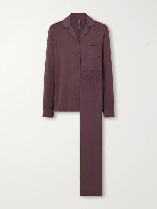 SKIMS Stretch-jersey Pajama Set - Raisin