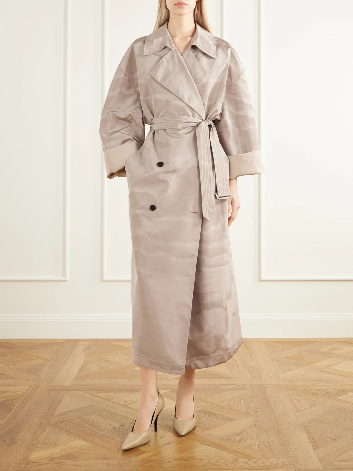 Image of Heels. Product name - Rita 85 Leather Pumps in Beige colour by brand - The Row
