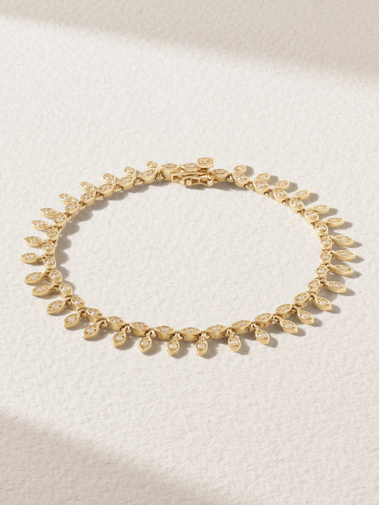 Marquis Eye Eternity Fringe 14-karat Gold Diamond Bracelet