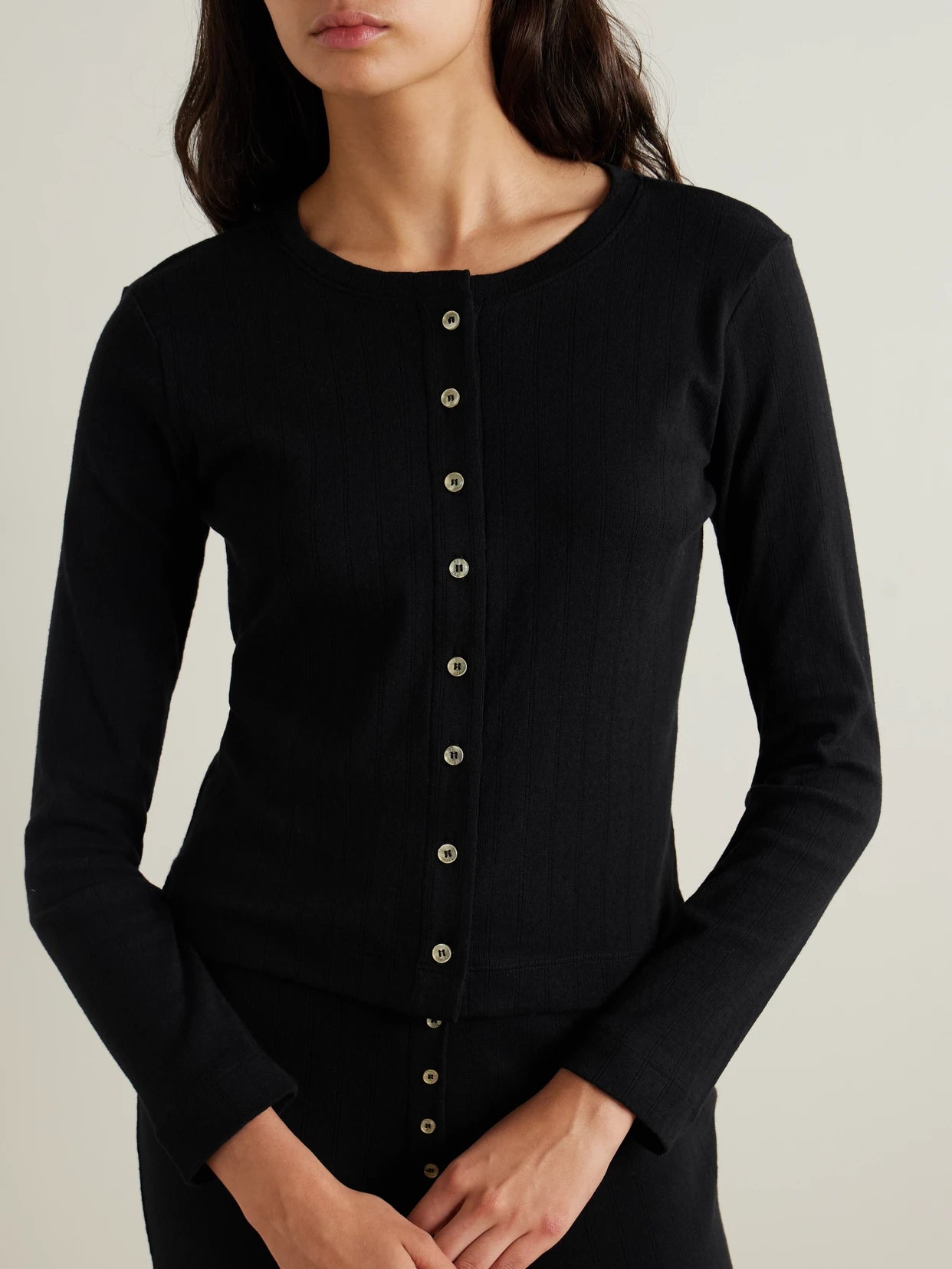 Pointelle-knit Cotton Cardigan