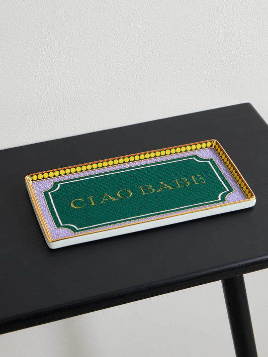 Ciao Babe Printed Gold-plated Porcelain Tray