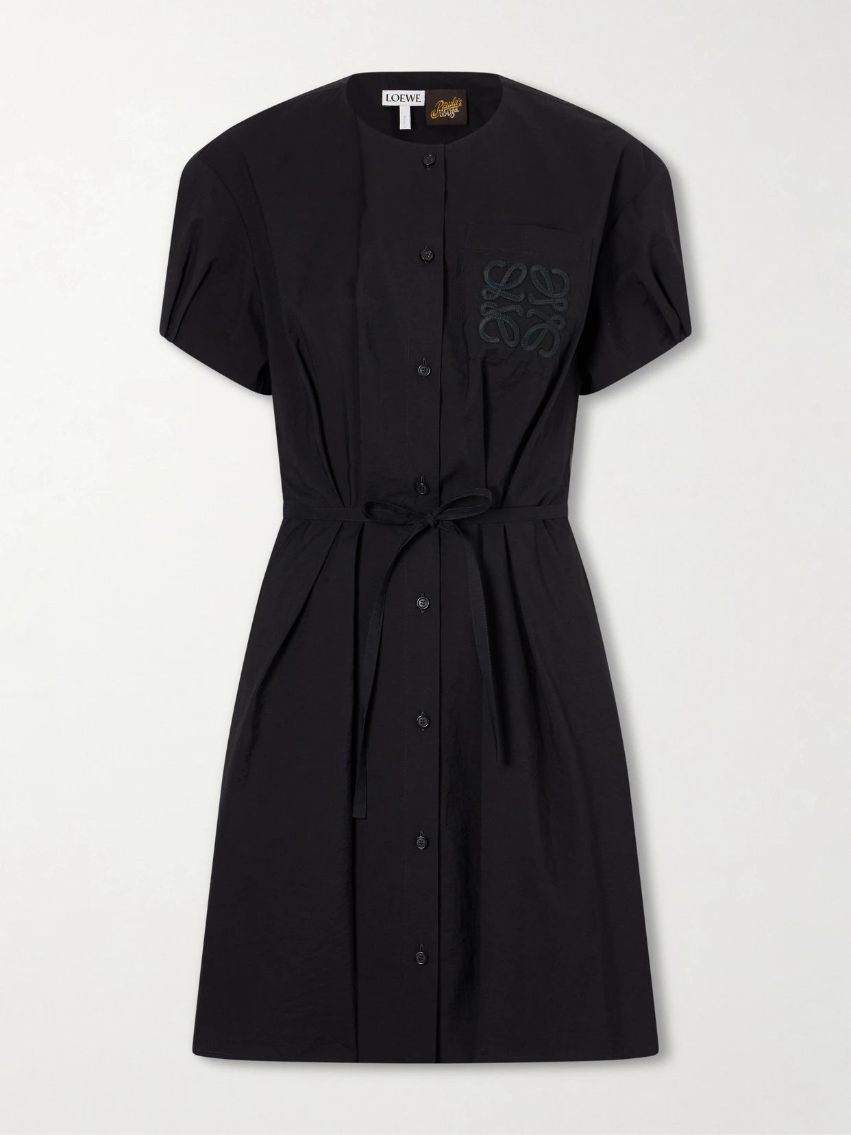 + Paula's Ibiza Anagram Embroidered Belted Cotton-blend Midi Dress