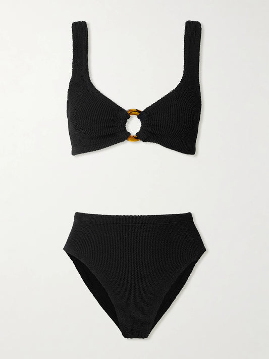 Image of Swimwear. Product name - Nadine Original Crinkle Bikini in Black colour by brand - Hunza G