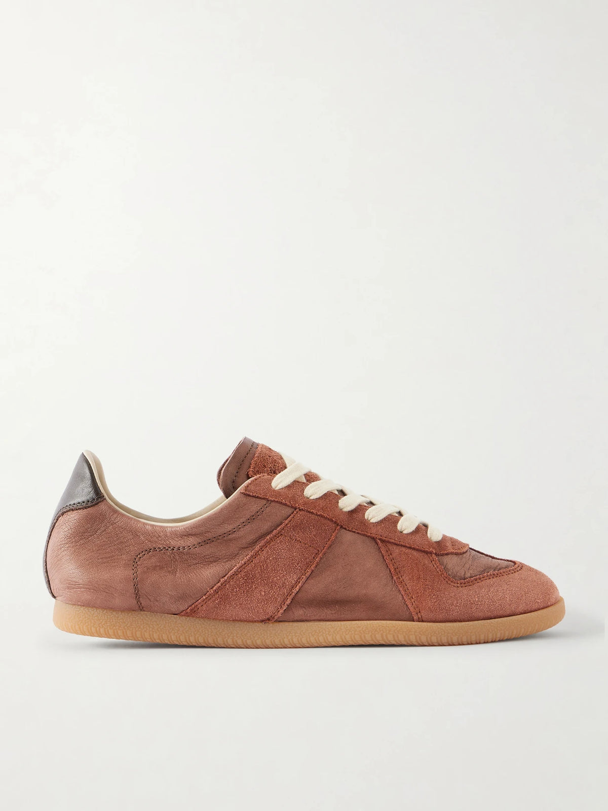Replica Suede-trimmed Textured-leather Sneakers