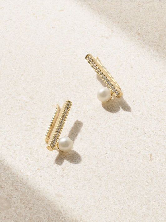 14-karat Gold, Diamond And Pearl Earrings