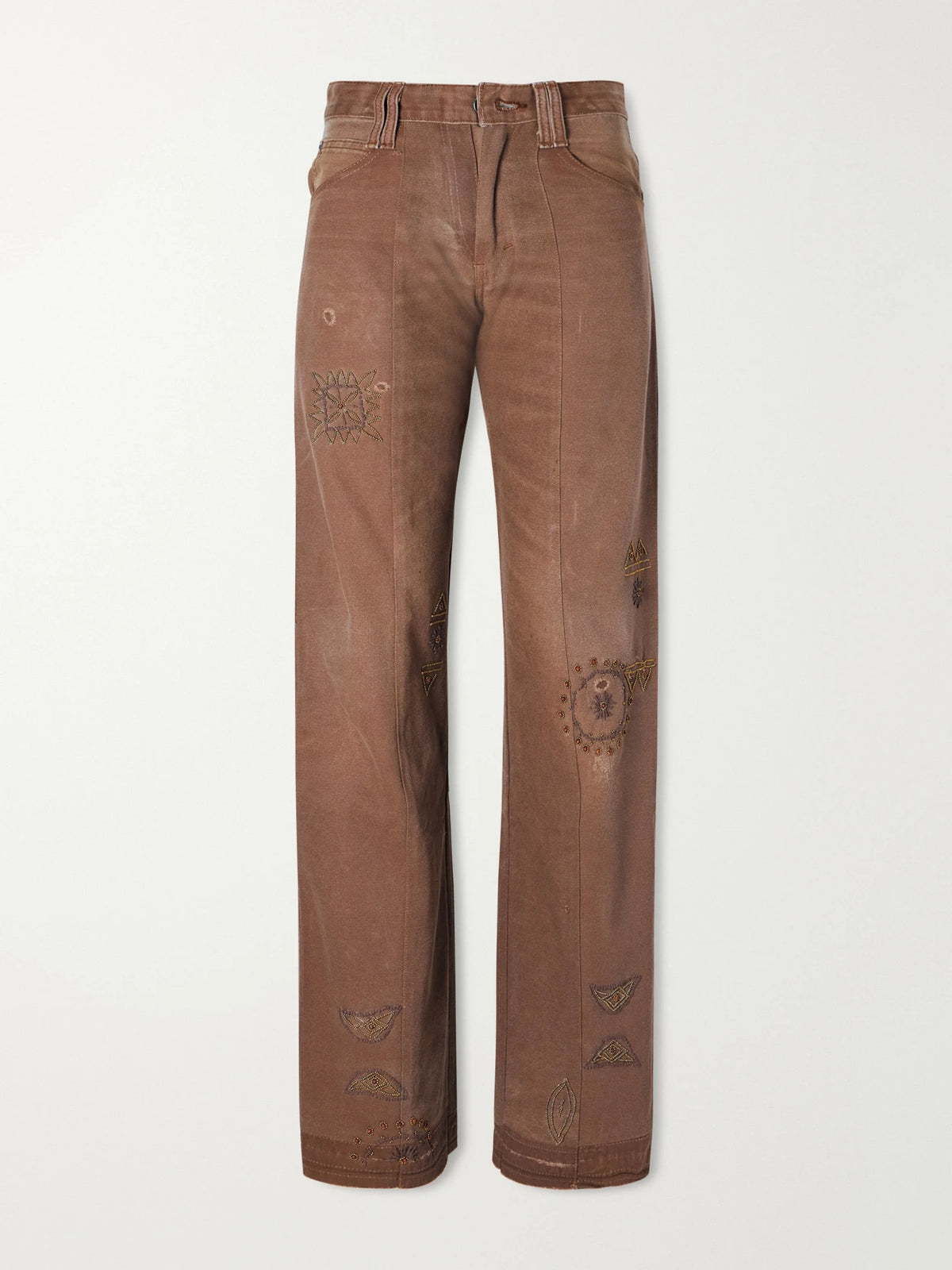 Kartik Research Embellished Paneled Upcycled Mid-rise Straight-leg Jeans