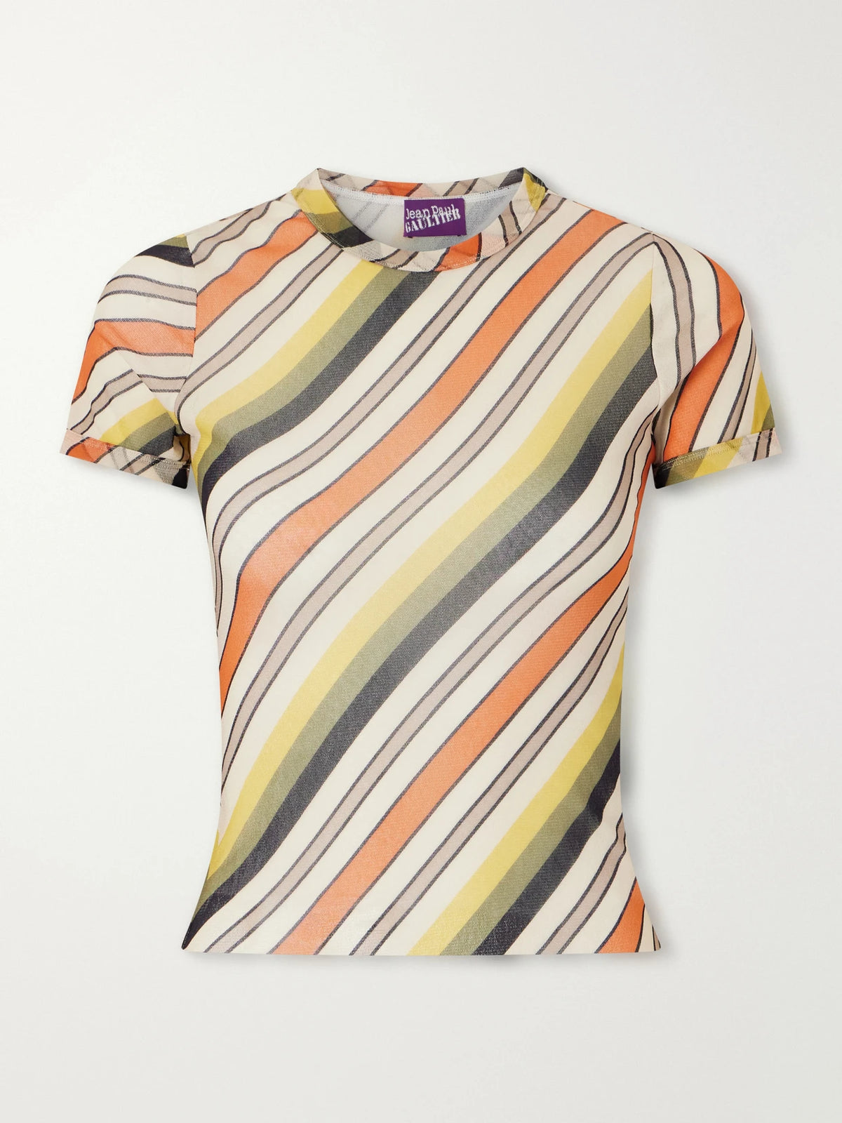 Jean Paul Gaultier Retro Stripe Printed Mesh Top