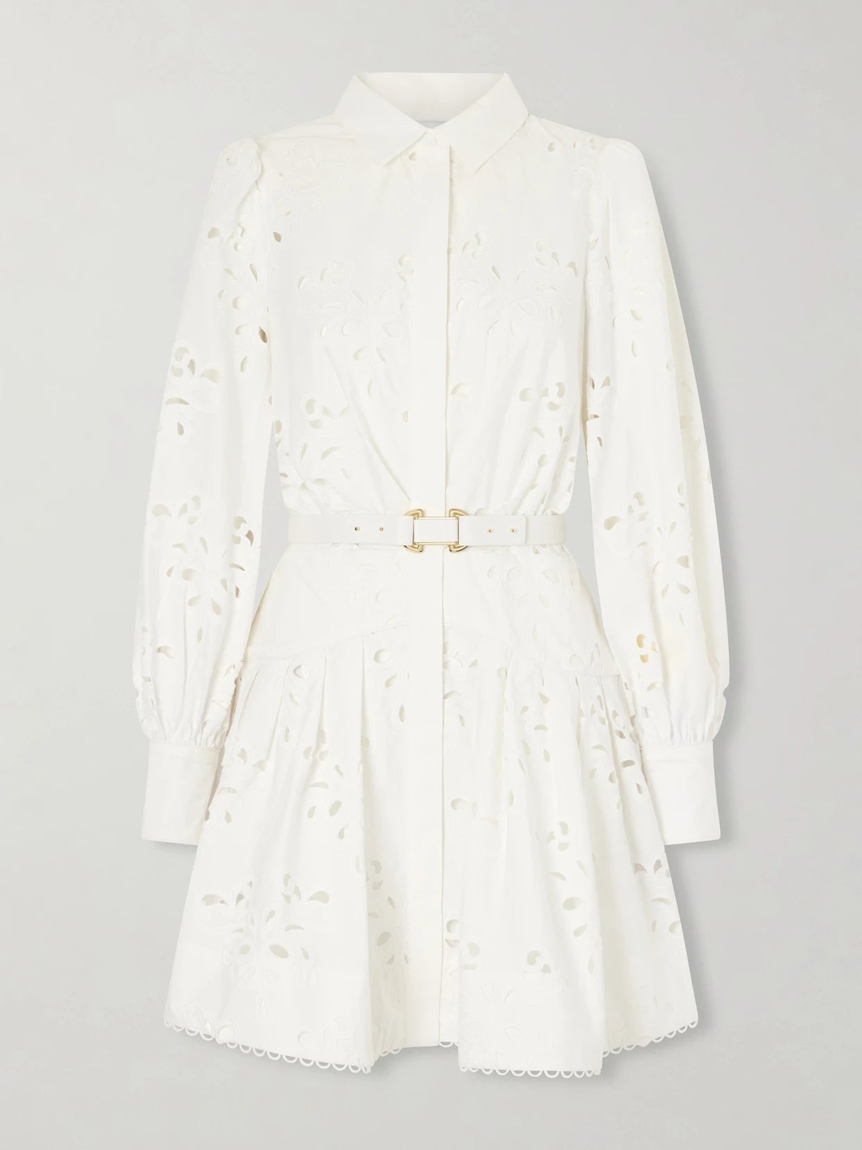 Image of Dresses. Product name - Artesan Beltedbroderie Anglaise Poplin Mini Dress in White colour by brand - Rebecca Vallance