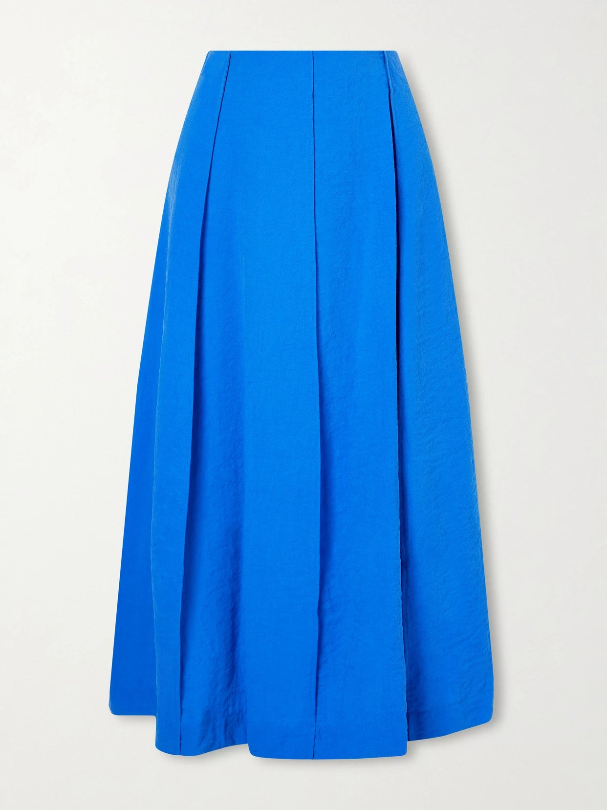 Pleated Silk-blend Crepe Midi Skirt