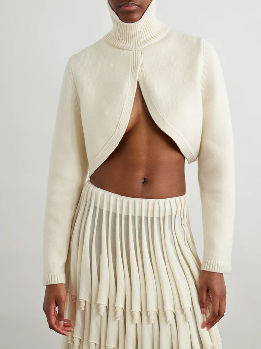 Cropped Cashmere-blend Turtleneck Sweater