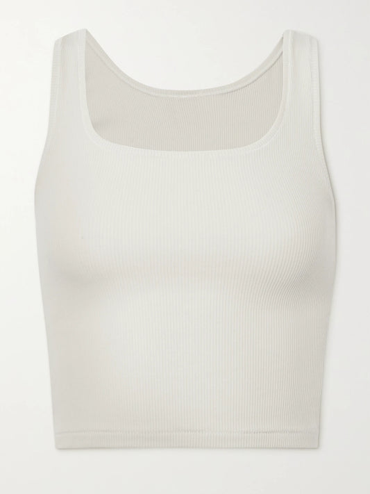 Ribbed Cotton-blend Jersey Tank - Bone
