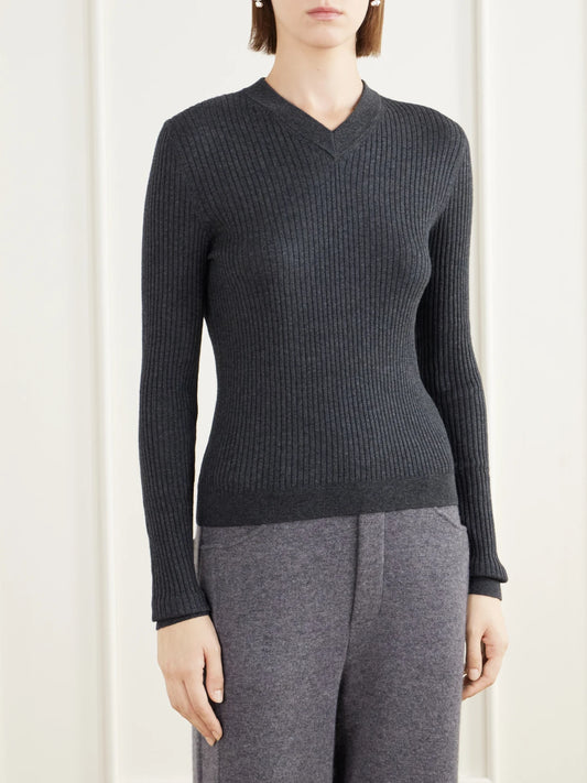 LISA YANG Marguerite Ribbed Cotton And Cashmere-blend Sweater