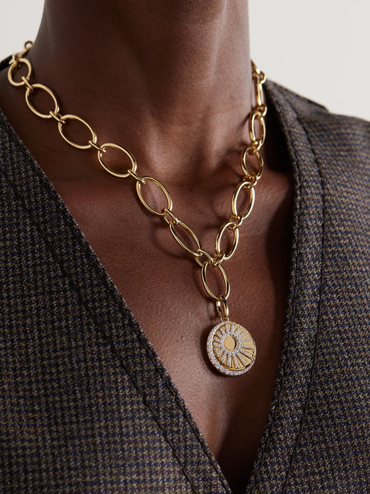 Image of Necklaces. Product name - Balance Oval Infinity 18-karat Gold Diamond Necklace in Multi colour by brand - FoundRae