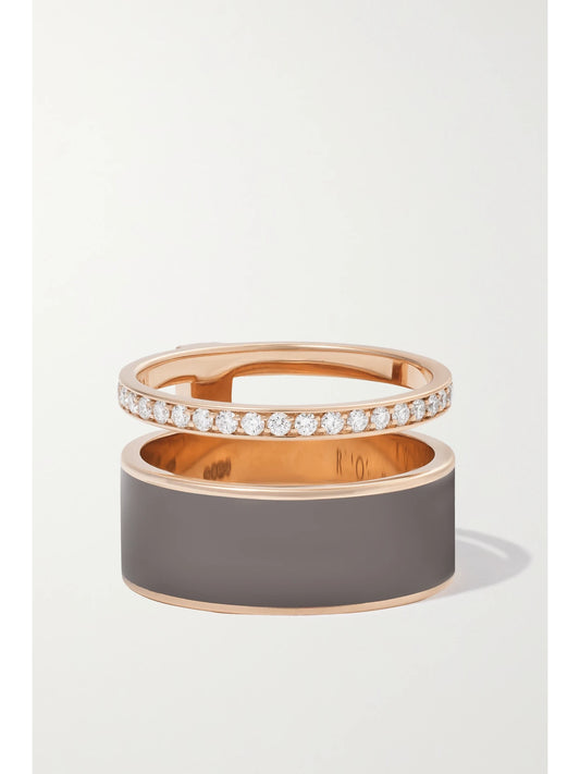 Berbere 18-karat Rose Gold, Lacquer And Diamond Ring