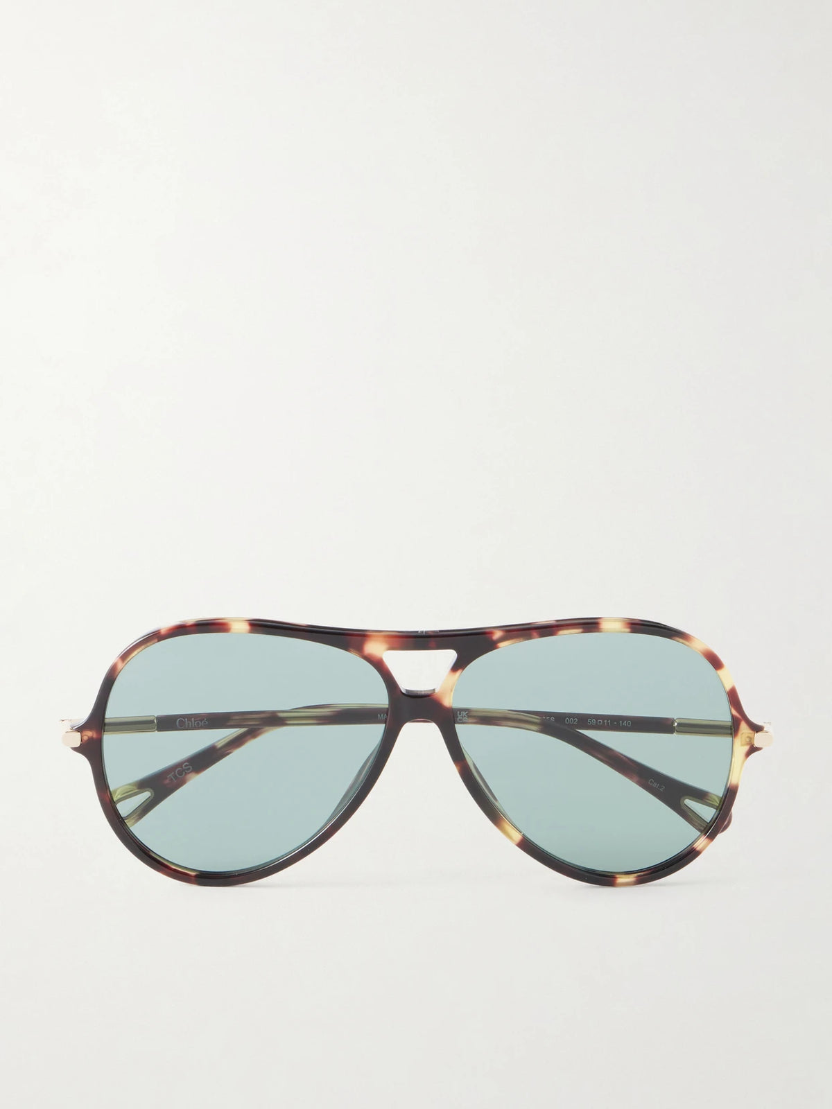 Chloé Tubolar Aviator-style Recycled Tortoiseshell Acetate Sunglasses
