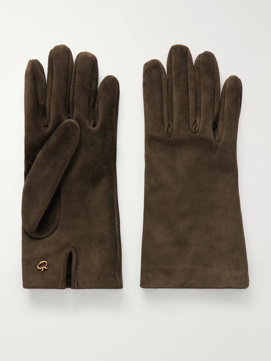 Gianvito Rossi Logo-embellished Suede Gloves