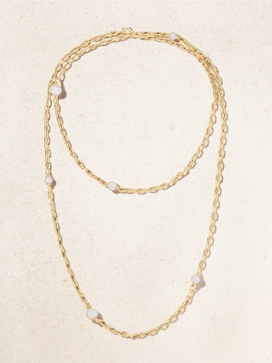 Dy Madison Rhodium-plated 18-karat Gold Diamond Necklace