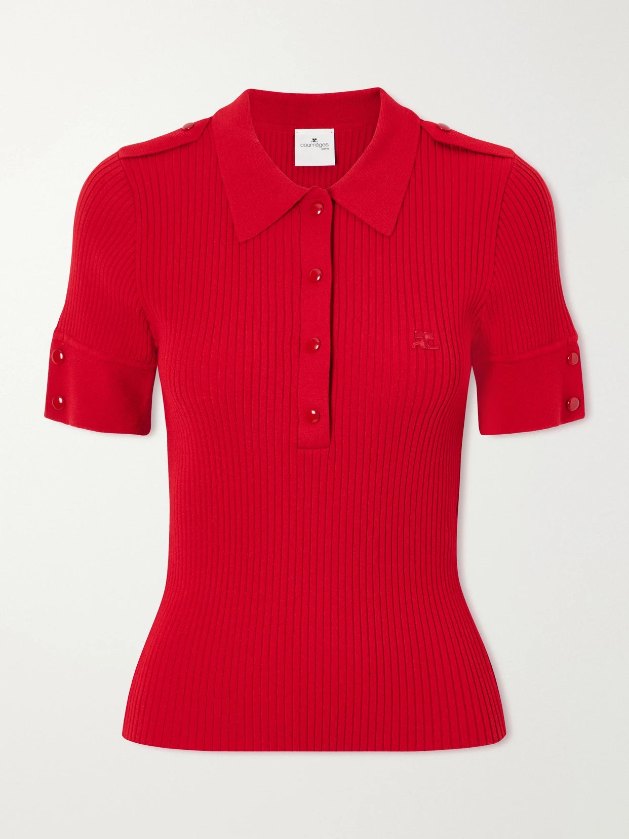 Logo-embroidered Ribbed-knit Polo T-shirt
