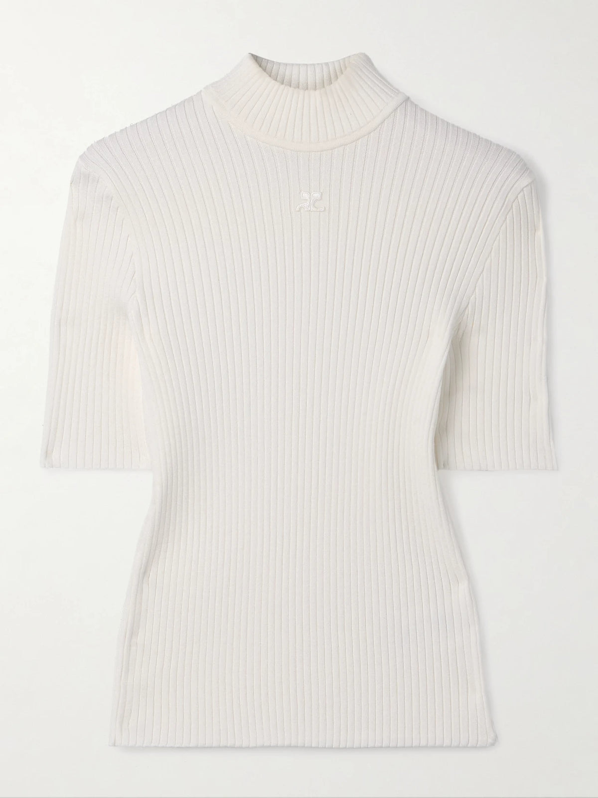 COURREGES Appliquéd Ribbed-knit Top