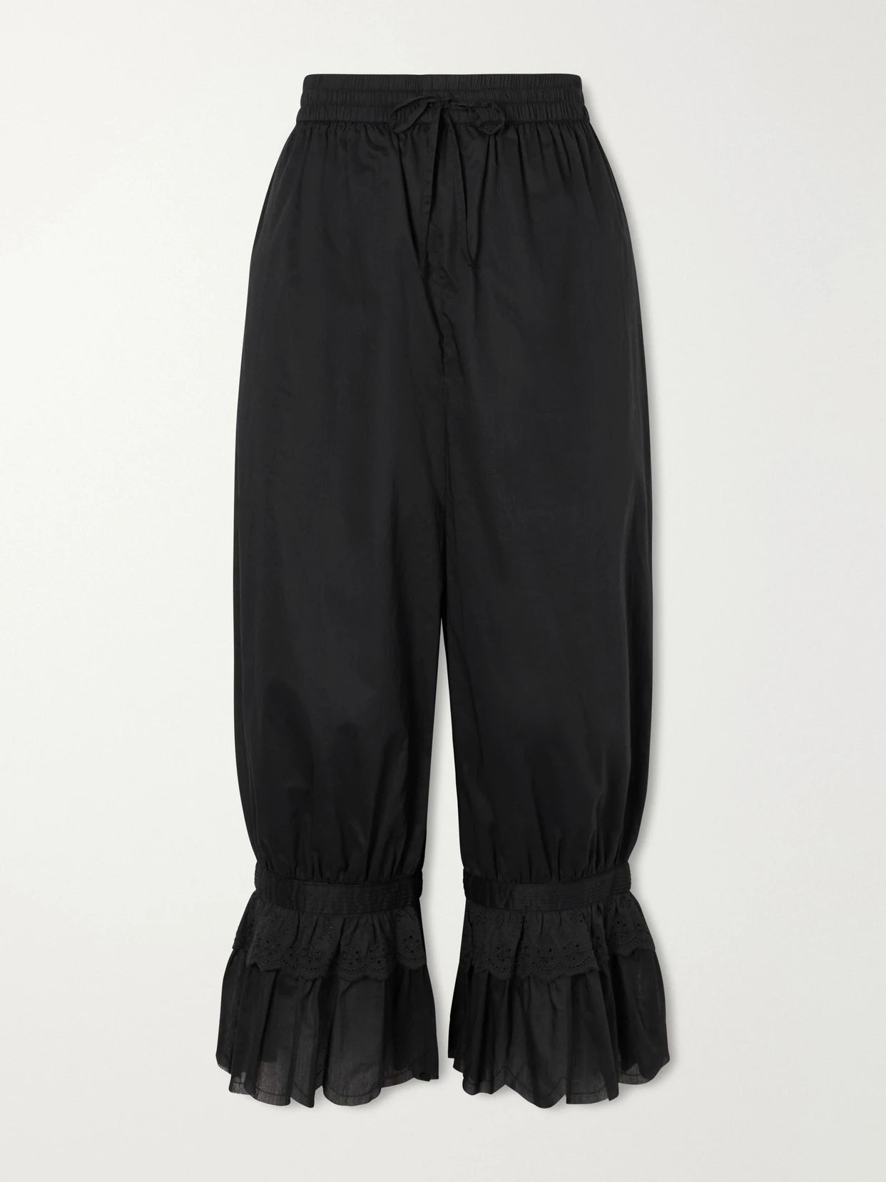Renzo Cropped Scalloped Cotton-voile Balloon Pants