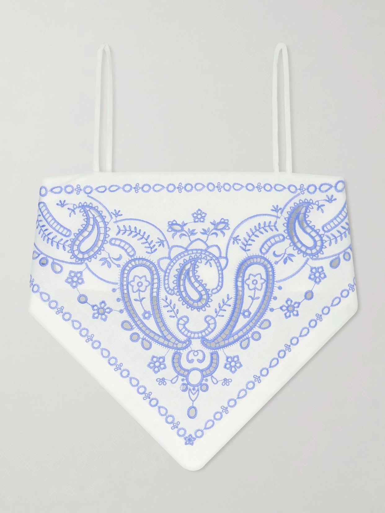 Asymmetric Embroidered Linen And Cotton-blend Top