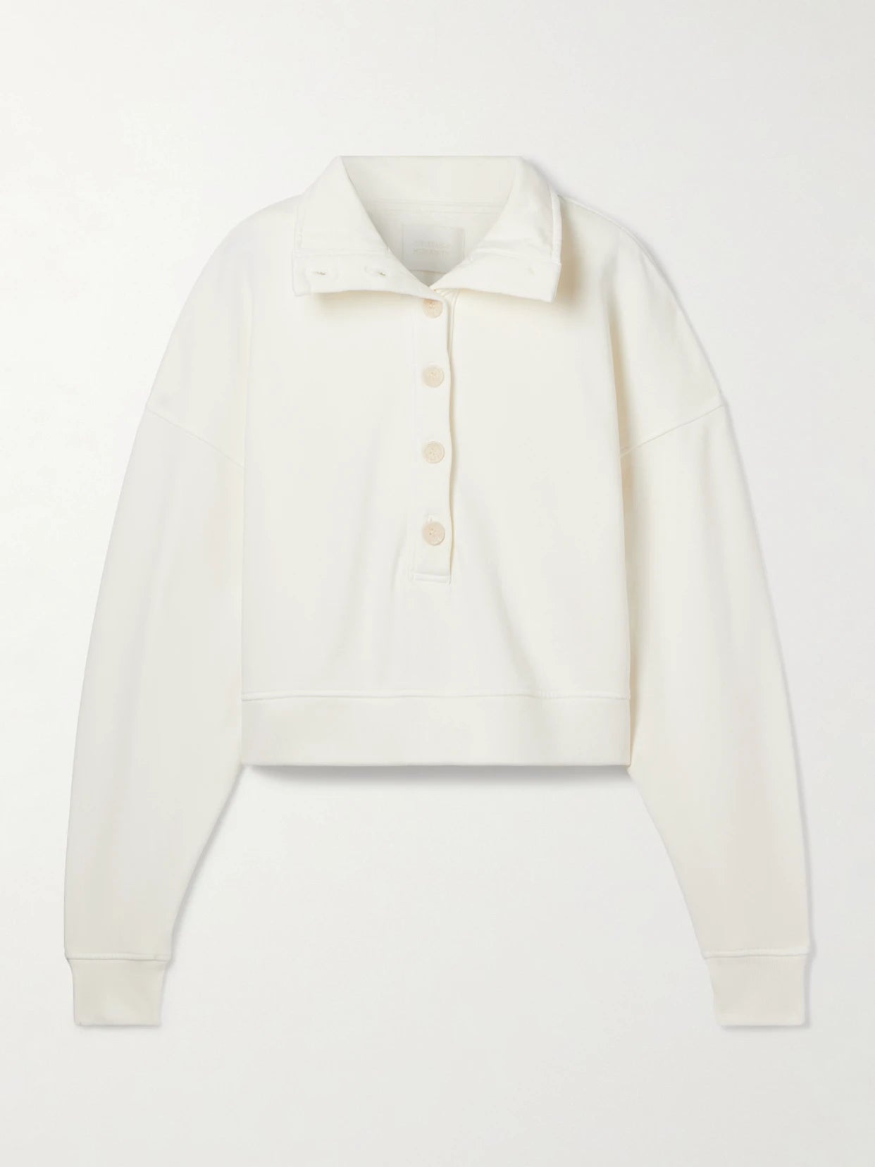 Image of Sleepwear & Loungewear. Product name - Mirelle Cropped Cotton-jersey Sweatshirt in Cream colour by brand - Citizens of Humanity