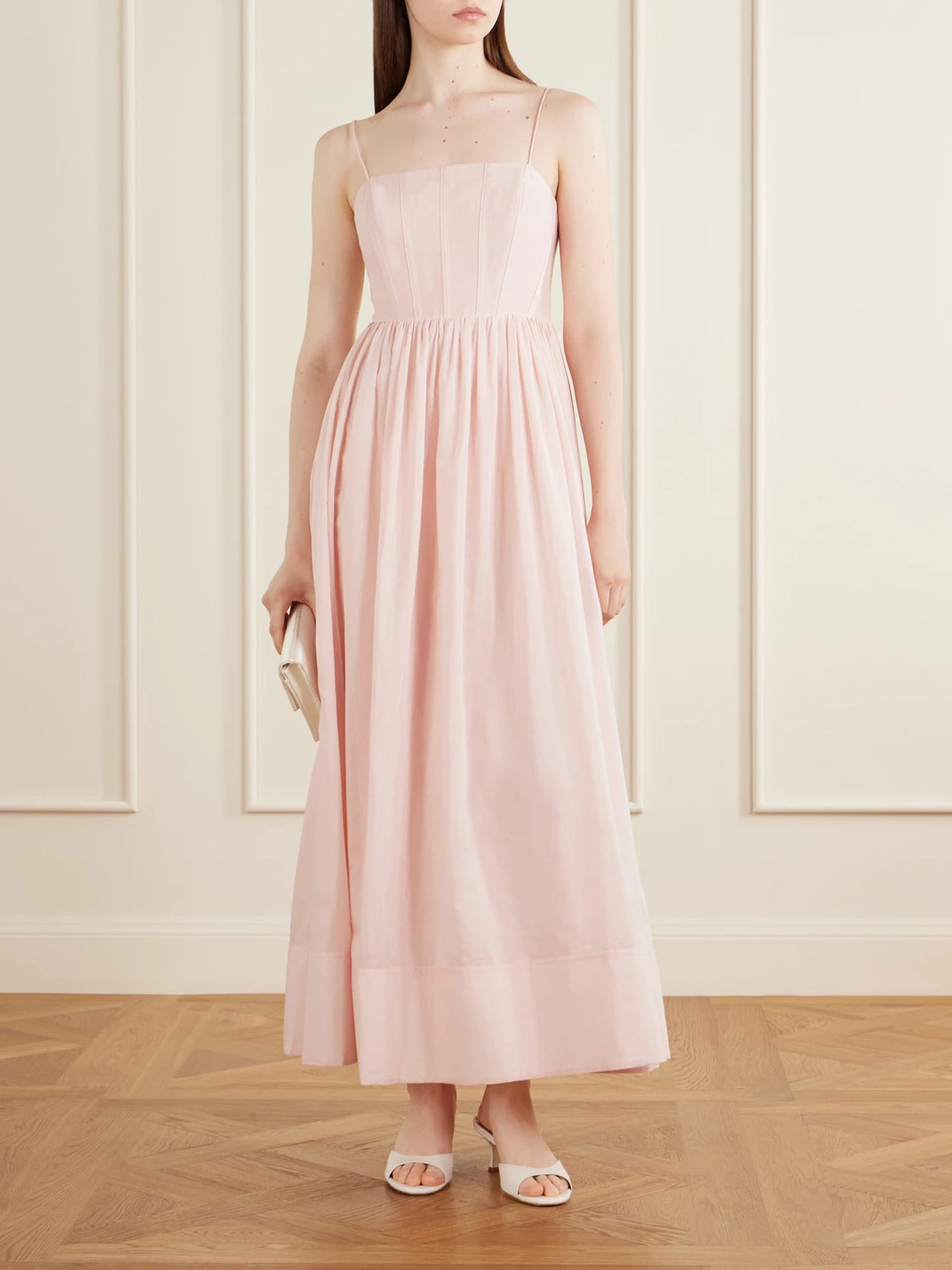 Image of Dresses. Product name - Rosie Silk And Cotton-blend Maxi Dress in Pink colour by brand - Aje