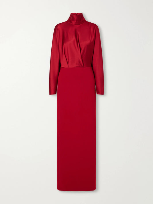 Solace London Sedgewick Satin And Stretch-knit Crepe Gown