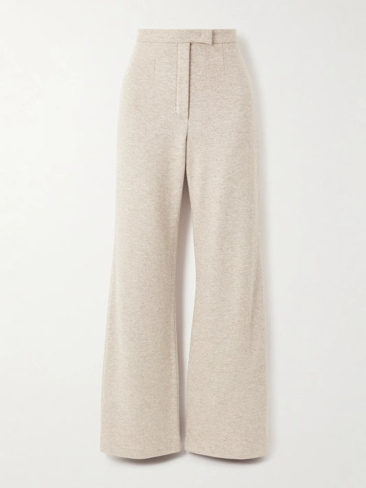 Image of a model wearing Pants. Product name - Robin Cashmere-blend Wide-leg Pants in Beige colour by brand - Loro Piana