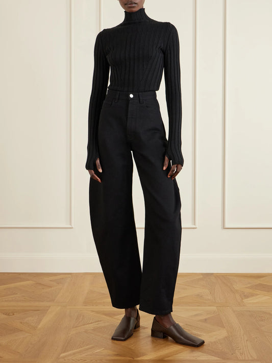 Image of Flats. Product name - Leather And Nubuck Loafers in Brown colour by brand - Alaïa