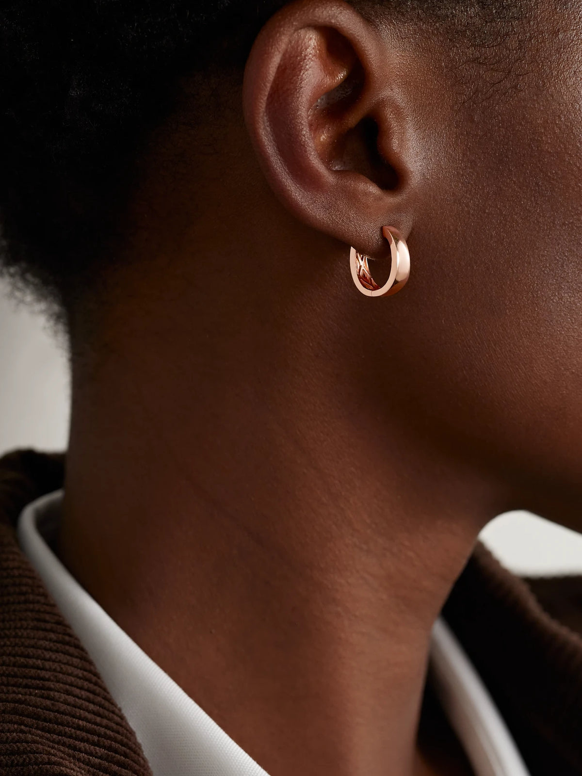 Image of Earrings. Product name - Small Meryl 18-karat Rose Gold Hoop Earrings in Multi colour by brand - Anita Ko
