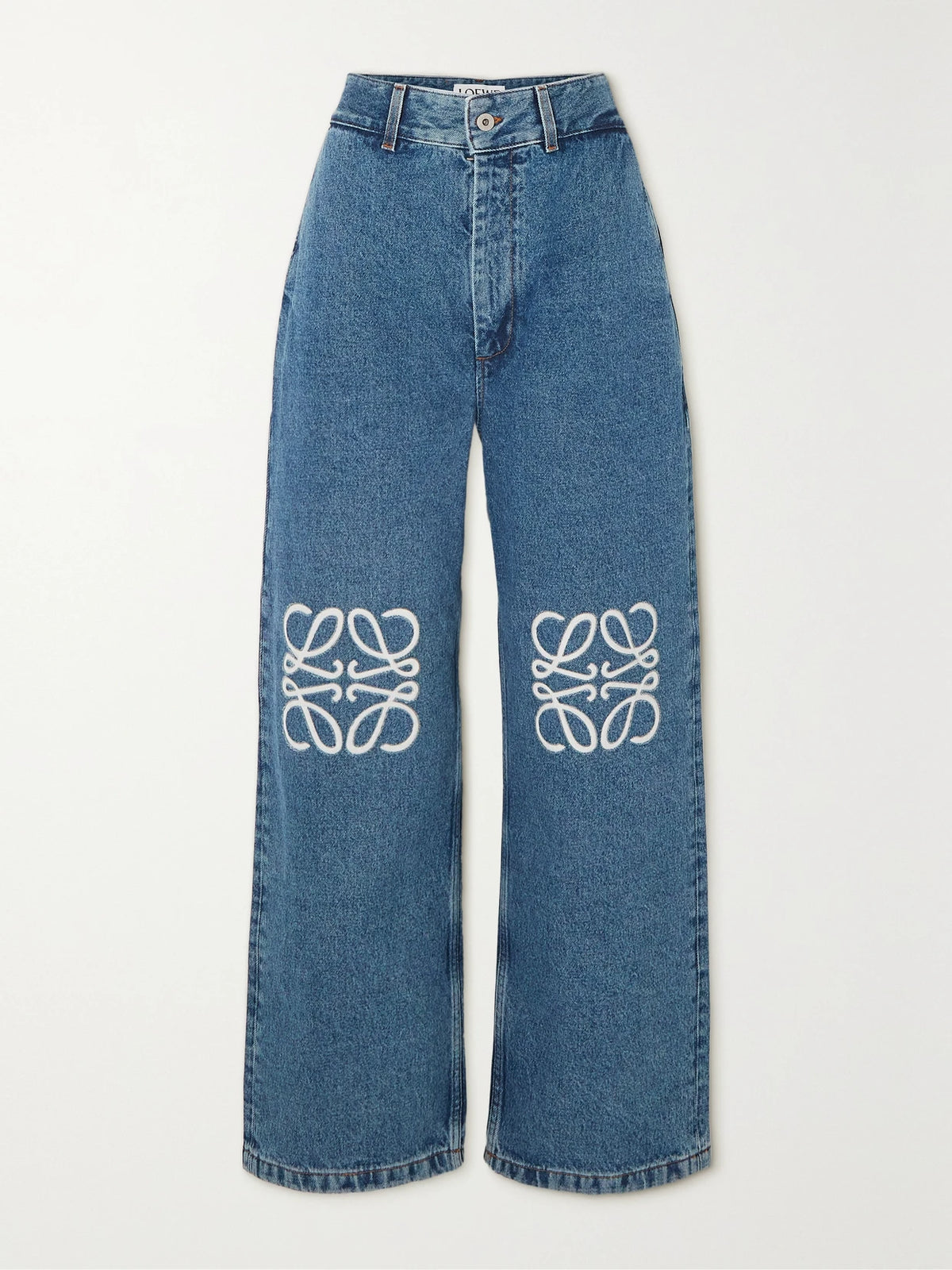 LOEWE Anagram Appliquéd High-rise Wide-leg Jeans