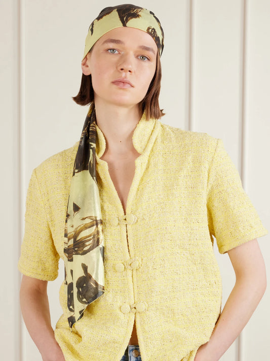 Image of Hats. Product name - Gigi Printed Headscarf in Yellow colour by brand - Eugenia Kim