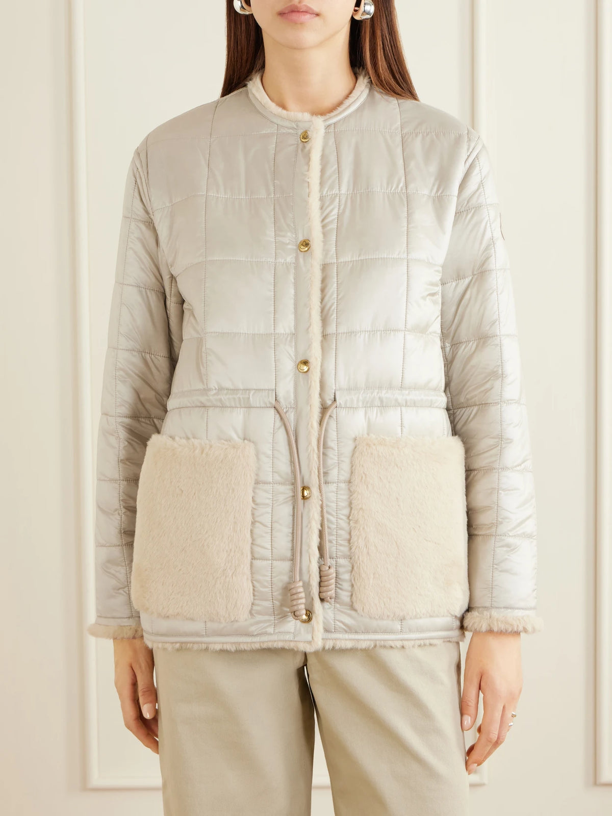 Tipule Plush And Leather-trimmed Shell Jacket