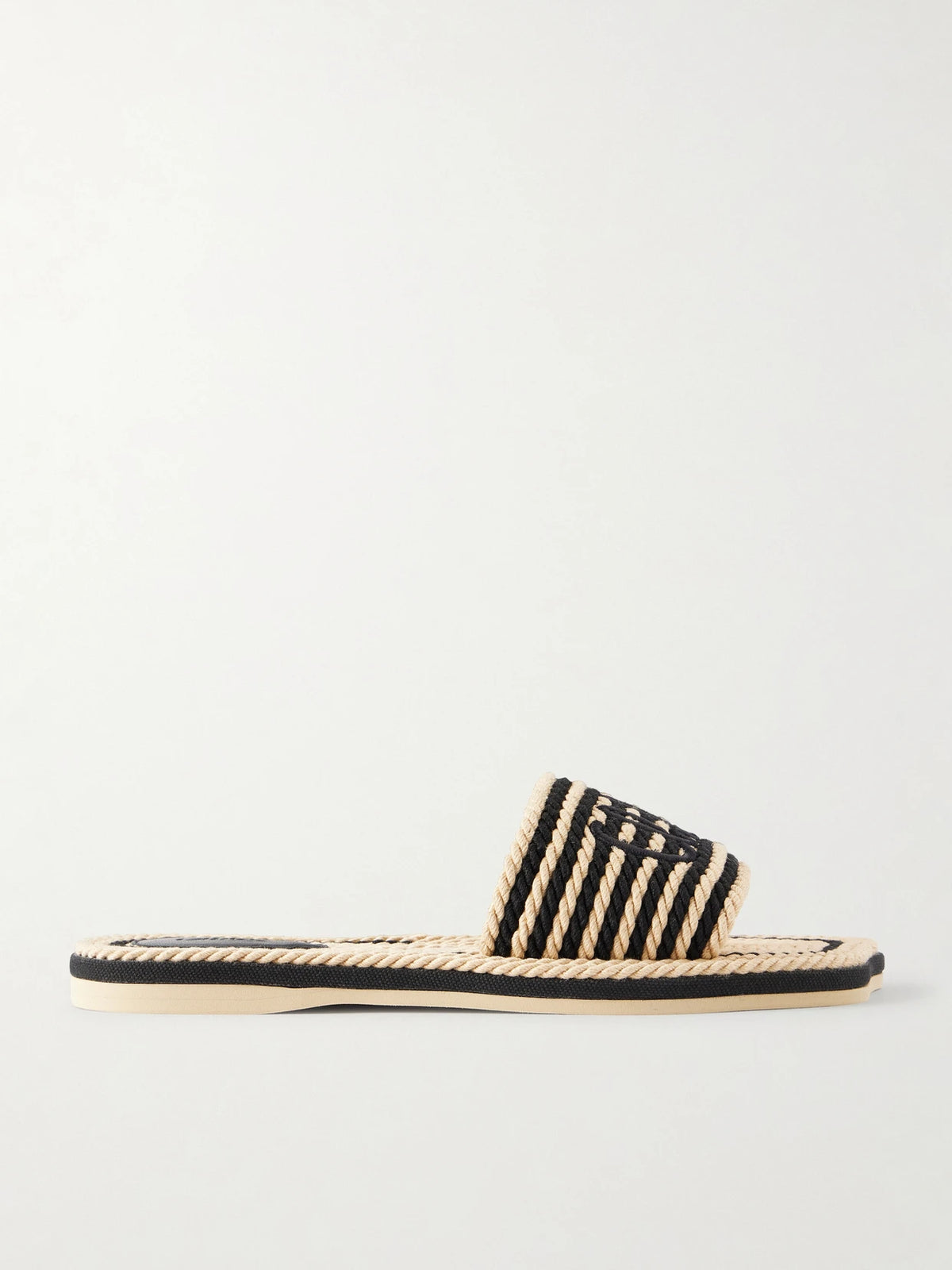 Embroidered Striped Cord Slides